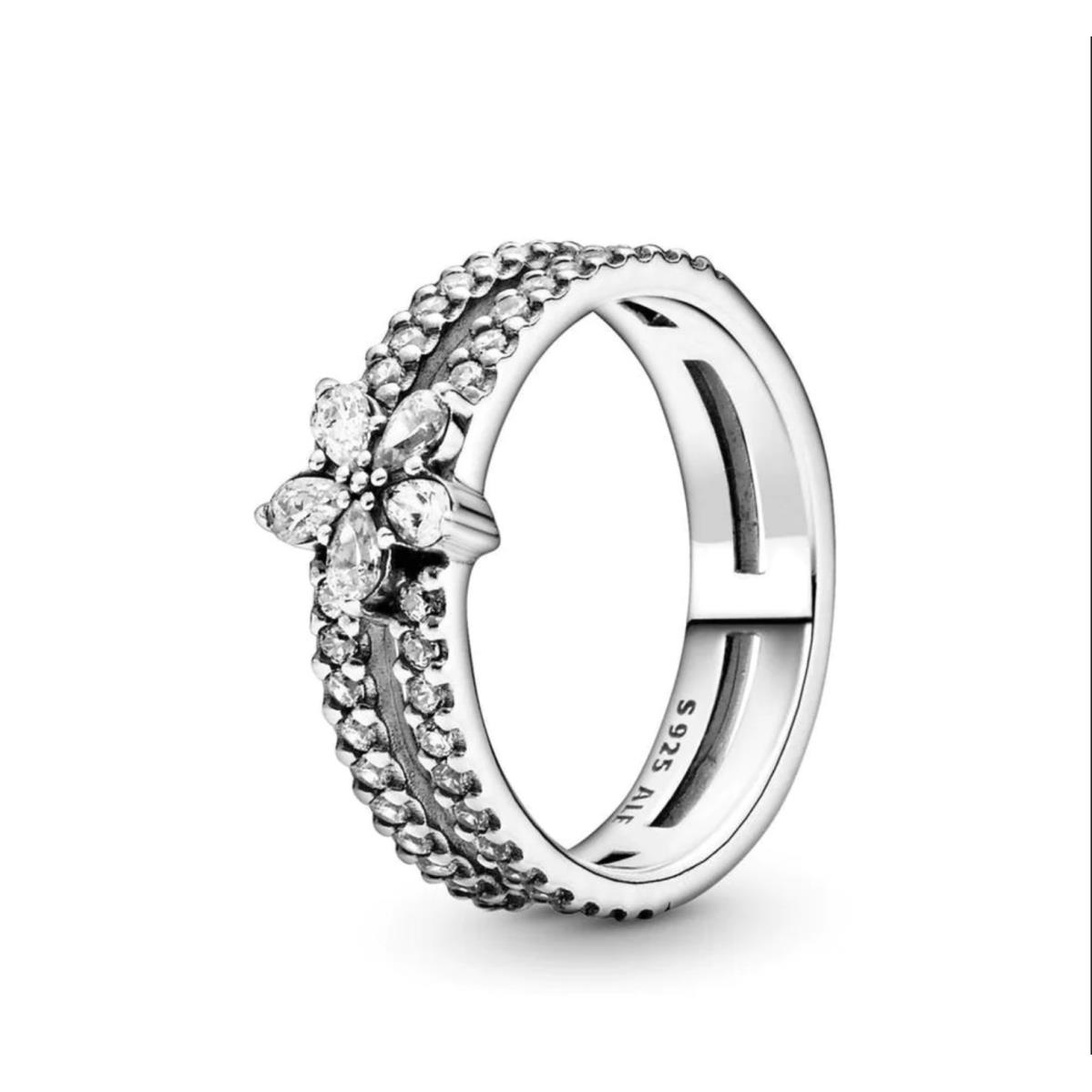 Pandora Sparkling Double Snowflake Ring Size 54 7