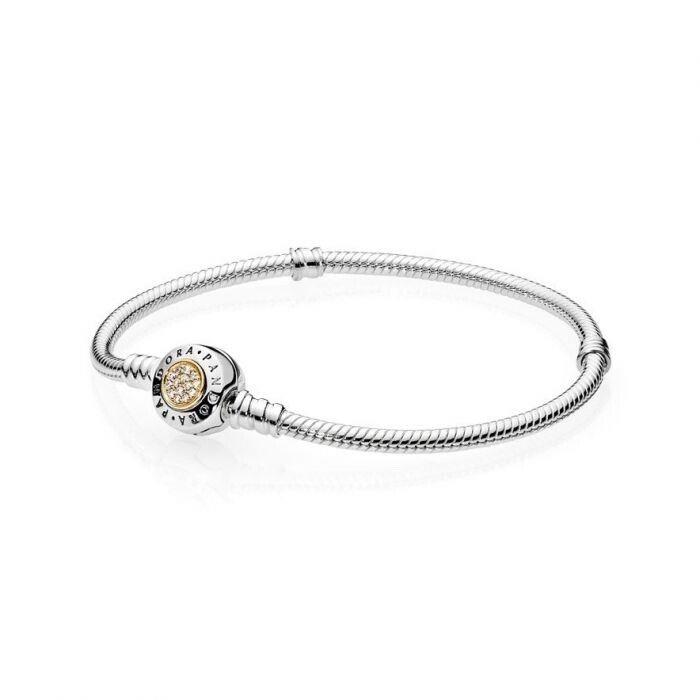 Pandora Signature Charm Bracelet with 14k Gold Center Size 20
