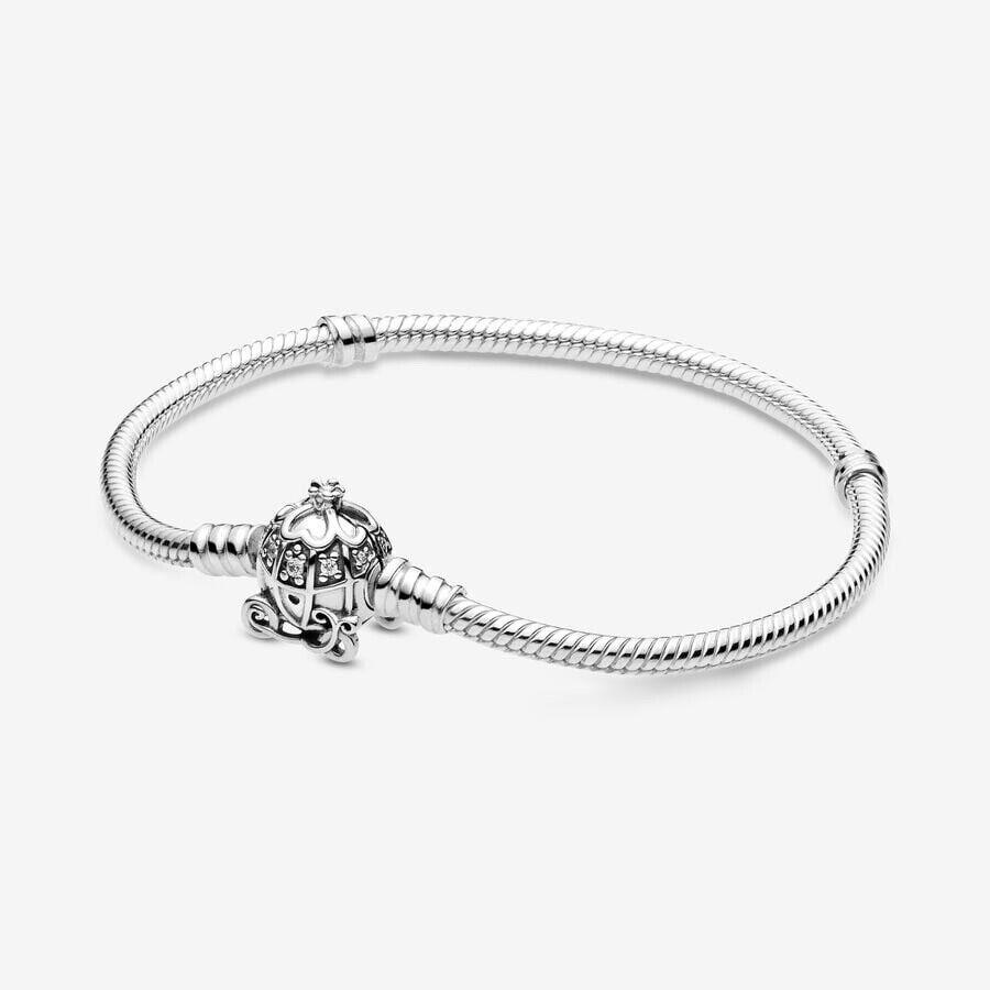 Pandora Disney Cinderella Pumpkin Coach Charm Bracelet Size 18