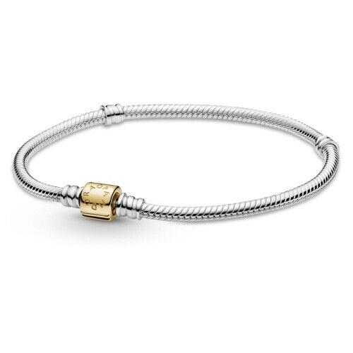 Pandora Pure 14k Gold Center Barrel Charm Bracelet Size 19