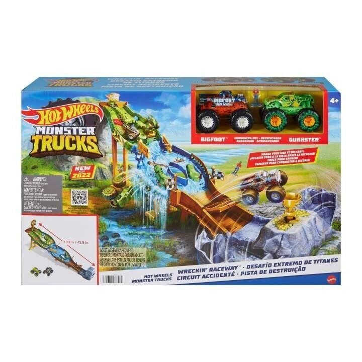 Hot Wheels Monster Trucks Playset with 2 1:64 Scale Toy Trucks