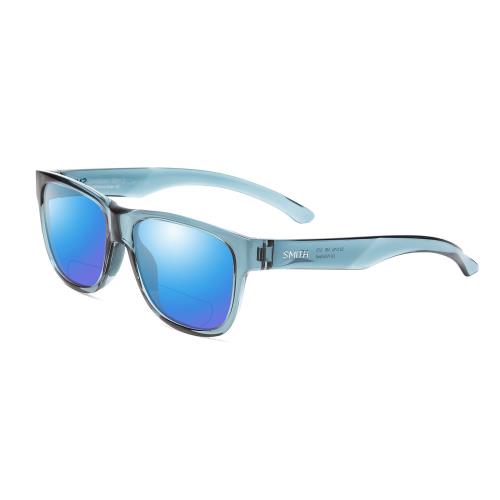 Smith Lowdown Slim 2 Polarized Bi-focal Sunglasses Crystal Stone Green Blue 53mm Blue Mirror