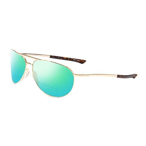 Smith Serpico Slim 2 Unisex Polarized Bi-focal Sunglasses in Gold Tortoise 60 mm Green Mirror