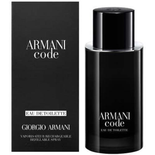 Armani Code Refillable by Giorgio Armani Cologne For Men Edt 2.5 oz