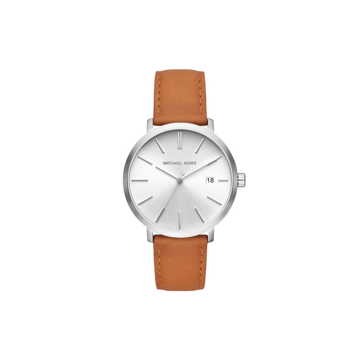 Michael Kors Blake Silver Stainless Steel Brown Leather Watch MK8673 - Face: Silver, Dial: Silver, Band: Brown