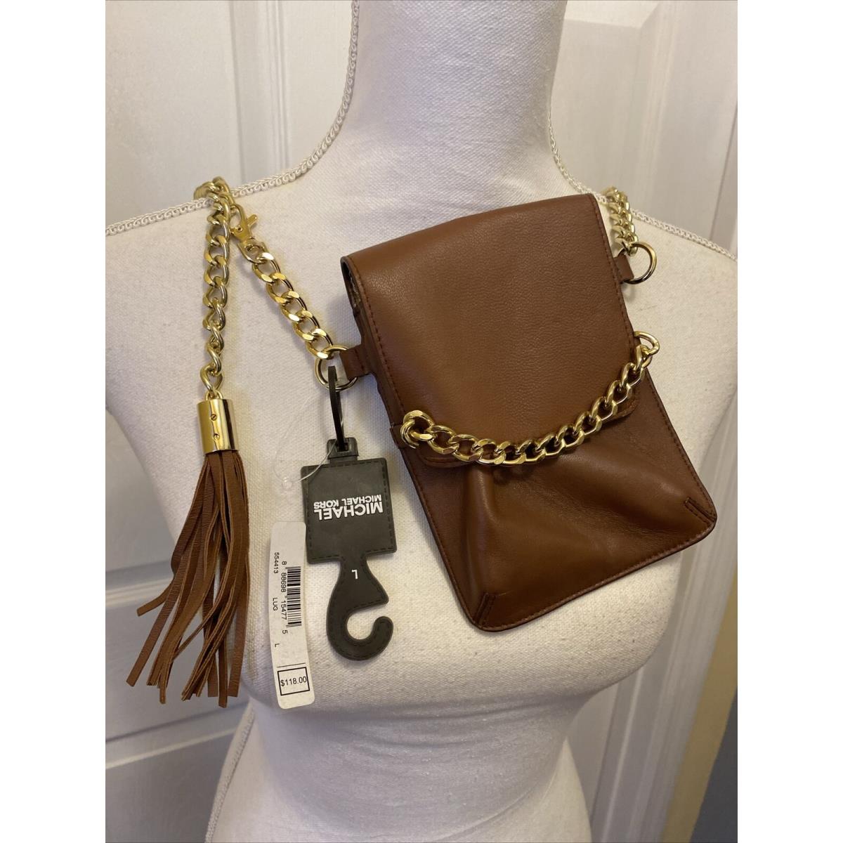 Michael Kors Small Fanny Pack Belt Shoulder/ Crossbody Bag Gold Chain Tassel