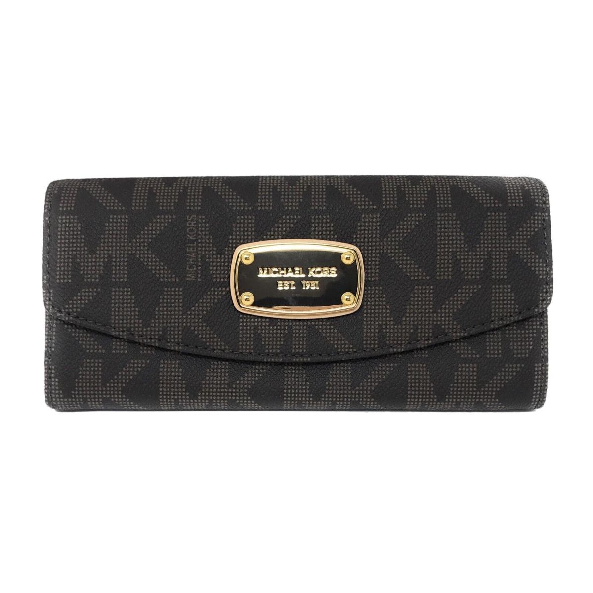 Michael Kors Jet Set Slim Flap Wallet in Brown Monogram Pvc