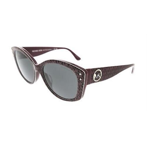 Michael Kors 0MK2175U 392387 Charleston Cateye Merlot Logo Print Sunglasses - Frame: , Lens: Dark Grey