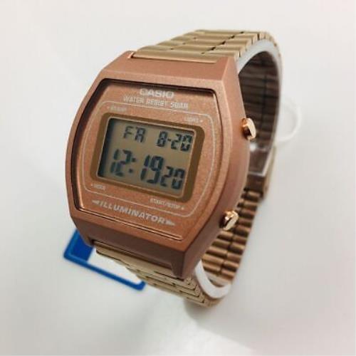 Men`s Casio Digital Rose Gold Tone Steel Band Watch B640WC-5A