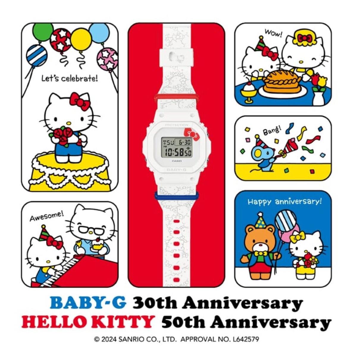 Casio watch Hello Kitty - Dial: Gray, Band: White, Bezel: White