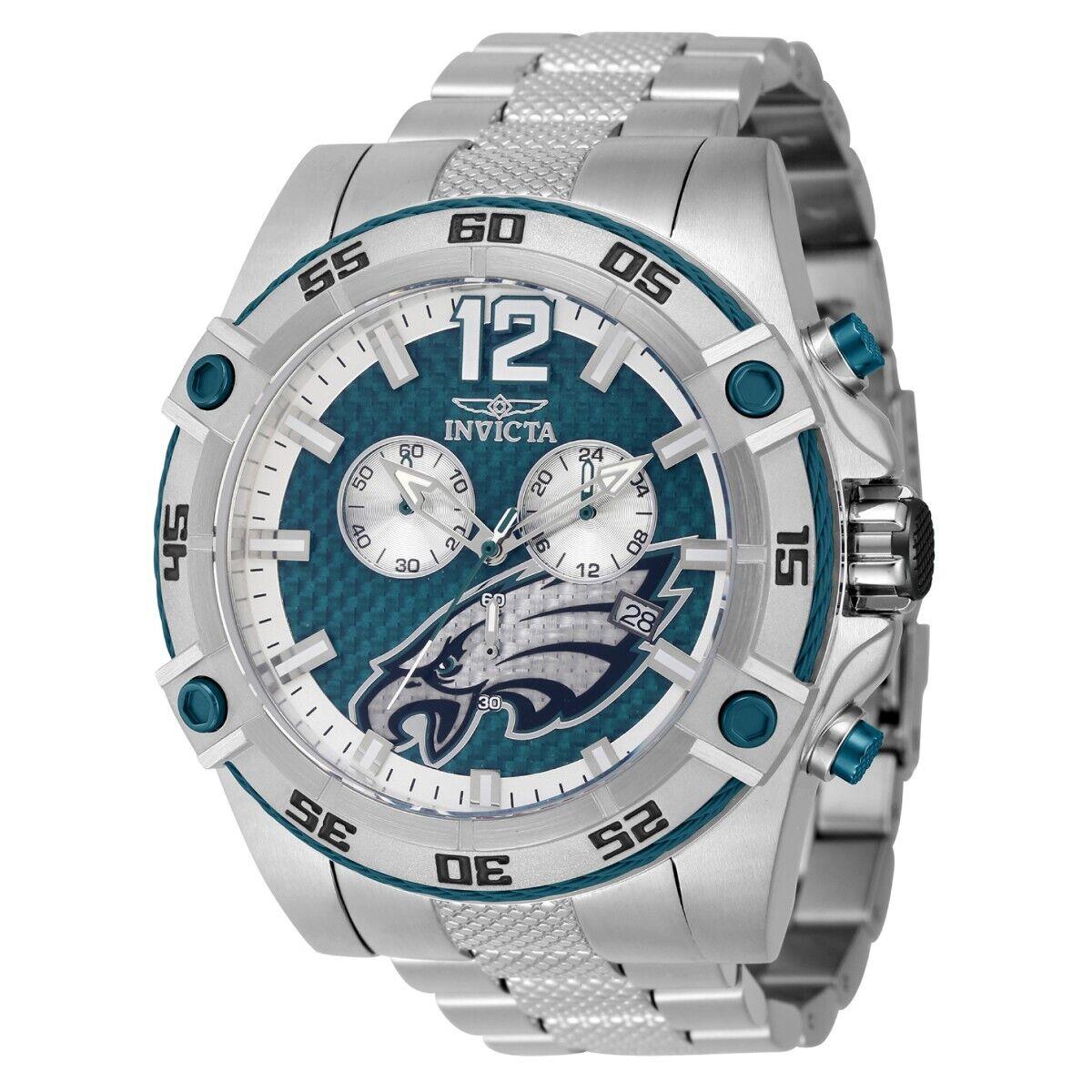 Invicta 45416 Nfl Philadelphia Eagles Chronograph Watch Steel Quartz 52MM