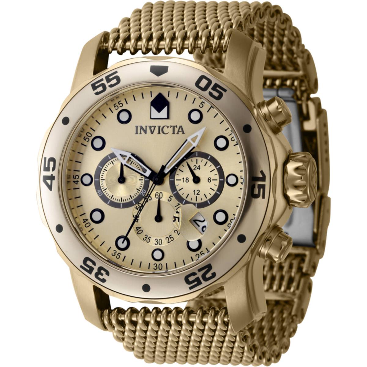 Invicta Men`s Watch Pro Diver Chronograph Gold Tone Dial Stainless Steel 47240