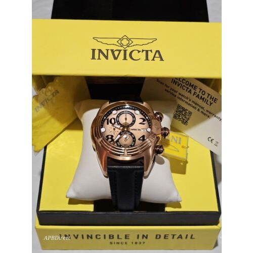 Invicta watch Lupah - Dial: Rose Gold, Band: Black, Bezel: Rose Gold
