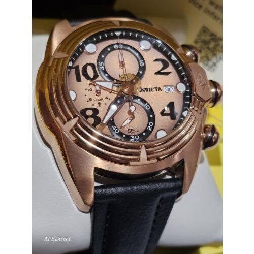 Invicta watch Lupah - Dial: Rose Gold, Band: Black, Bezel: Rose Gold
