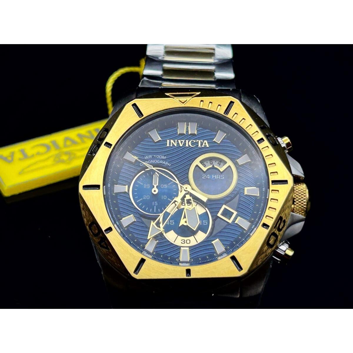 Invicta Speedway Men`s Chronograph Blue Watch Stainless Steel Metal Band 50mm