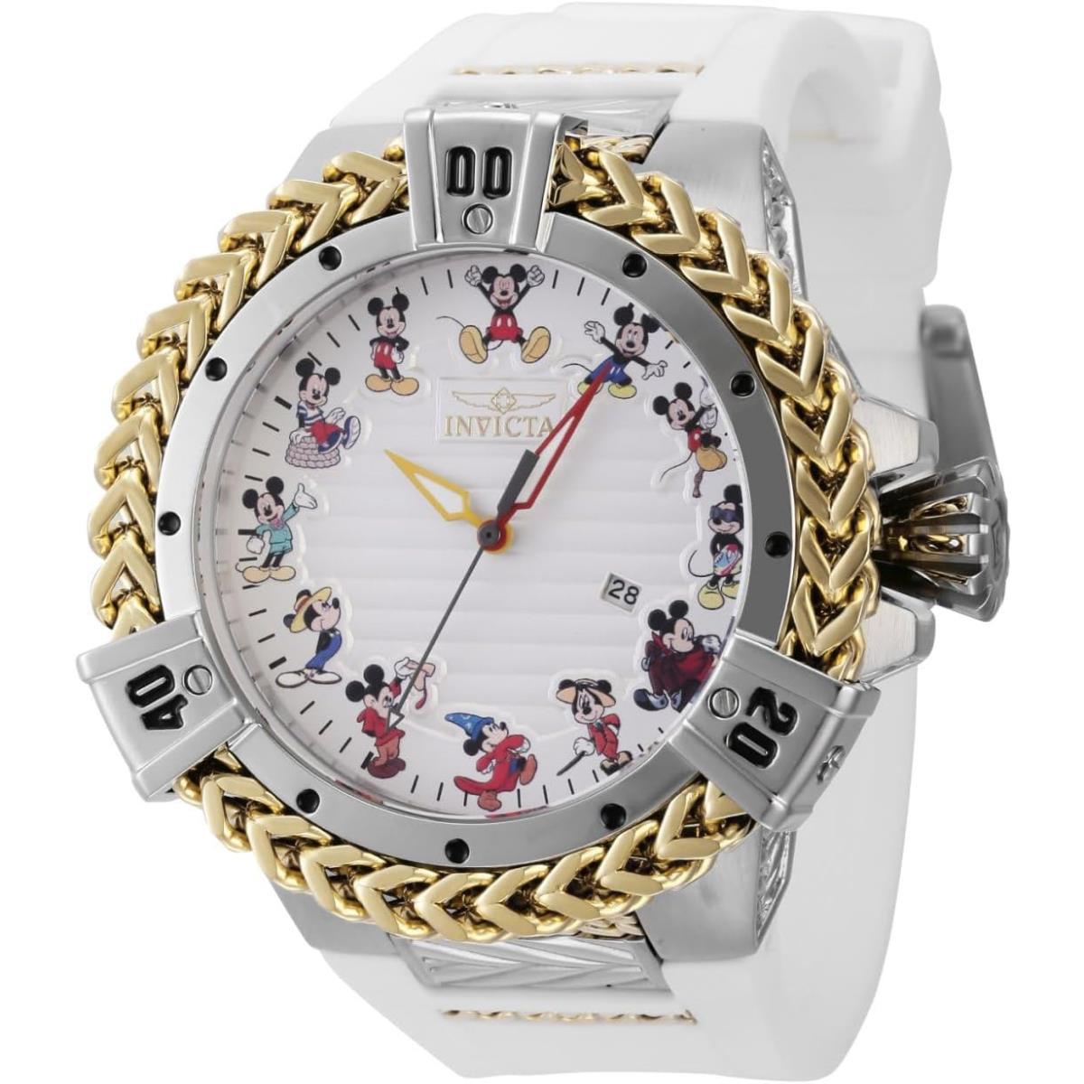 Invicta Disney Limited Mickey Mouse Men`s Watch 54Mm White Gold Steel 43653 - Gold, White