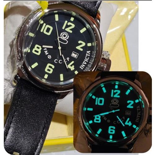 Invicta - Russian Diver - Automatic - Lume Dial - Black Leather - Mens Watch