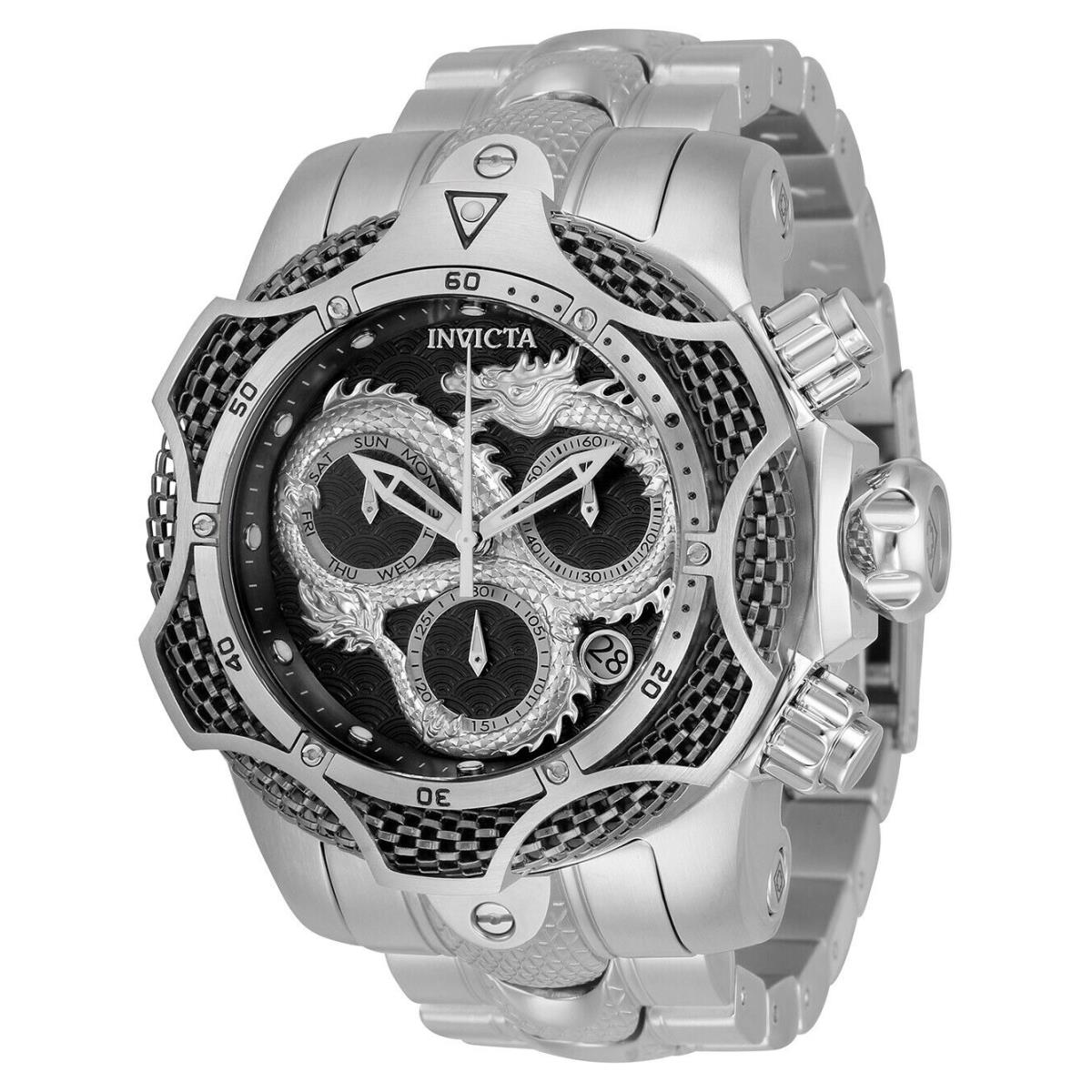 Invicta watch Reserve - Dial: Black, Band: Silver, Bezel: Silver