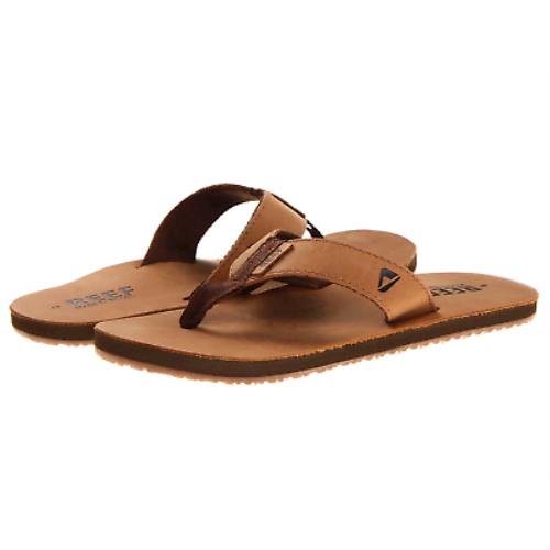 Reef Men`s Leather Smoothy Bronze Brown Sandals Flip Flops