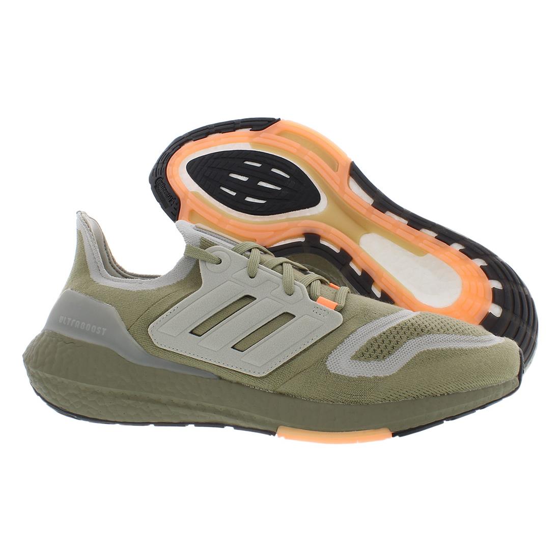 Adidas Ultraboost 22 Mens Shoes Green/Metallic Grey/Orange