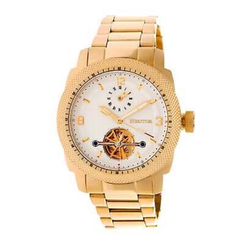 Heritor Automatic Helmsley Semi-skeleton Bracelet Watch - Gold/white - Dial: White, Band: Gold