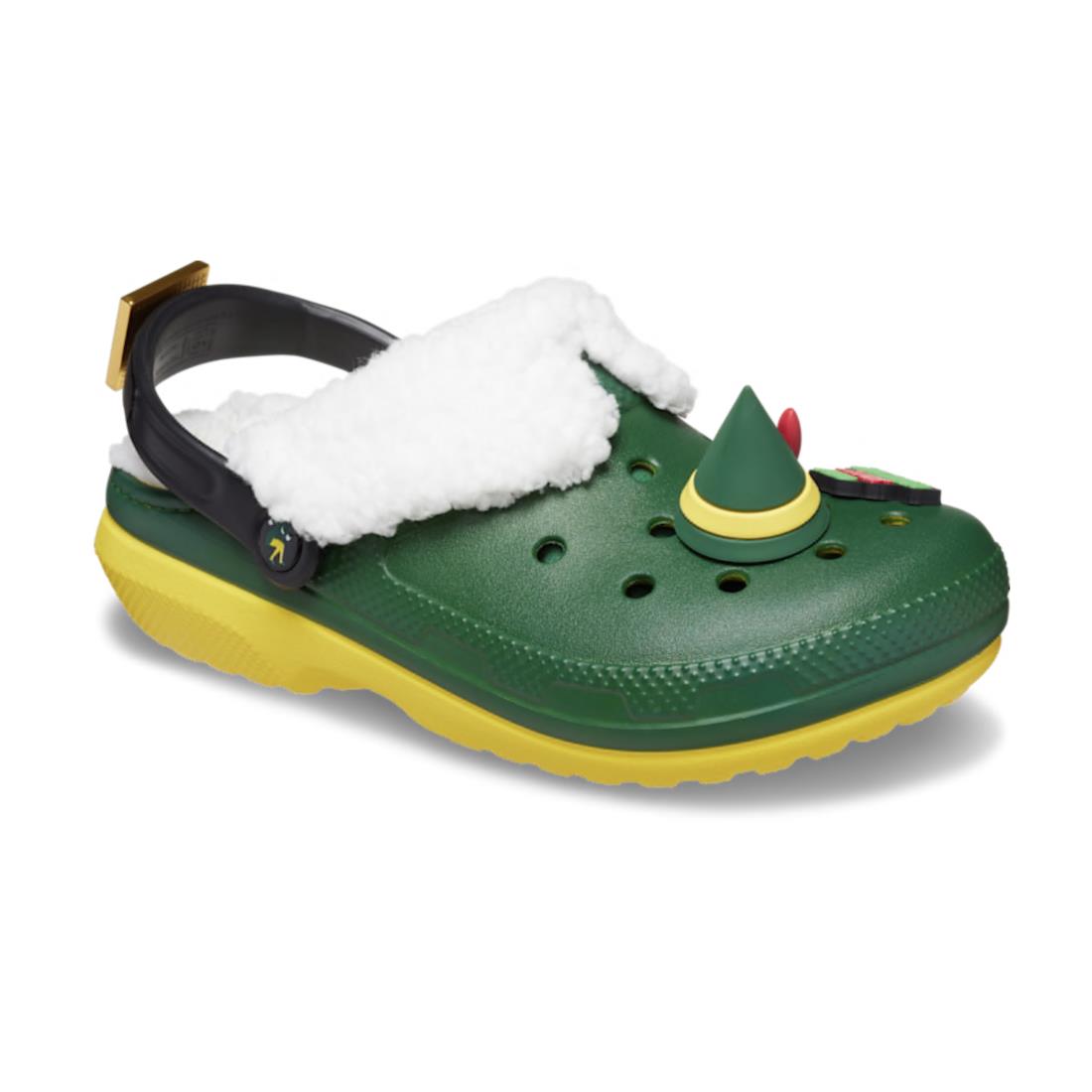 Crocs Elf Classic 209372-7C1 Unisex Kid`s Hunter Green Yellow Slip-on Clog CRO1