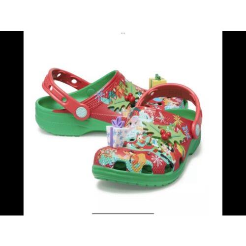 Disneyland 2023 Red Green Mickey Mouse and Friends Holiday Kid Crocs 13