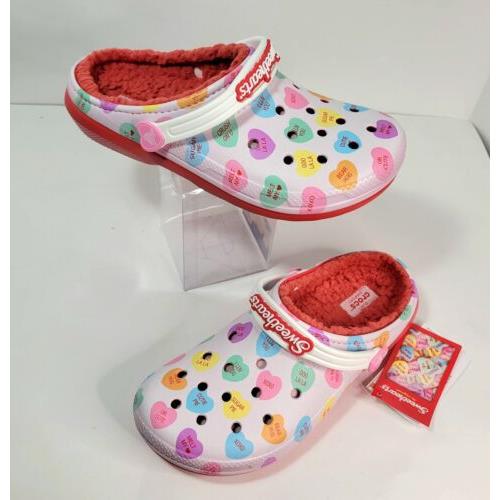 Crocs x Sweethearts Clog 6 Jr`s 7.5 Womens White Red Multi Limited Edition Lined