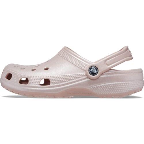 Crocs Unisex-adult Classic Sparkly Clog Metallic and Glitter Shoes Pink Clay