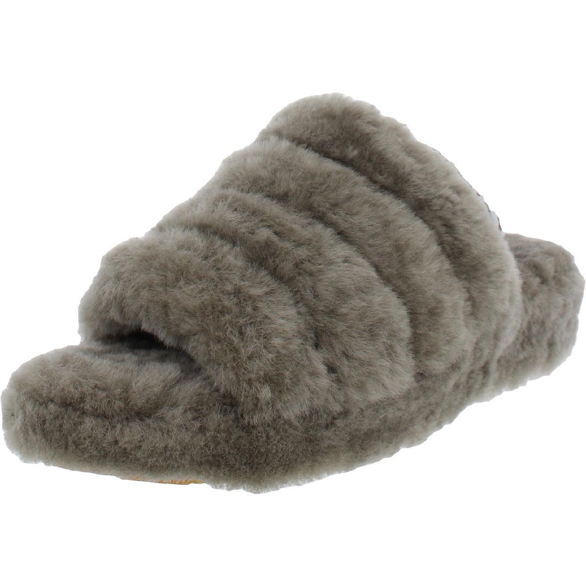 Ugg Fluff Yeah Women`s Grooved Shearling Slingback Slippers - Burnt Olive