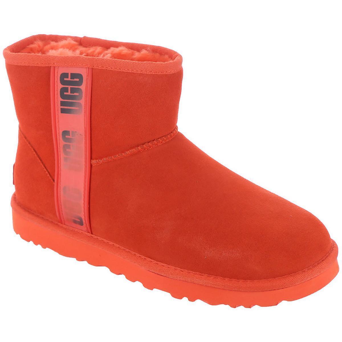 Ugg Womens Classic Mini Suede Fur Lined Cozy Ankle Boots Shoes Bhfo 6467 Hazard Orange