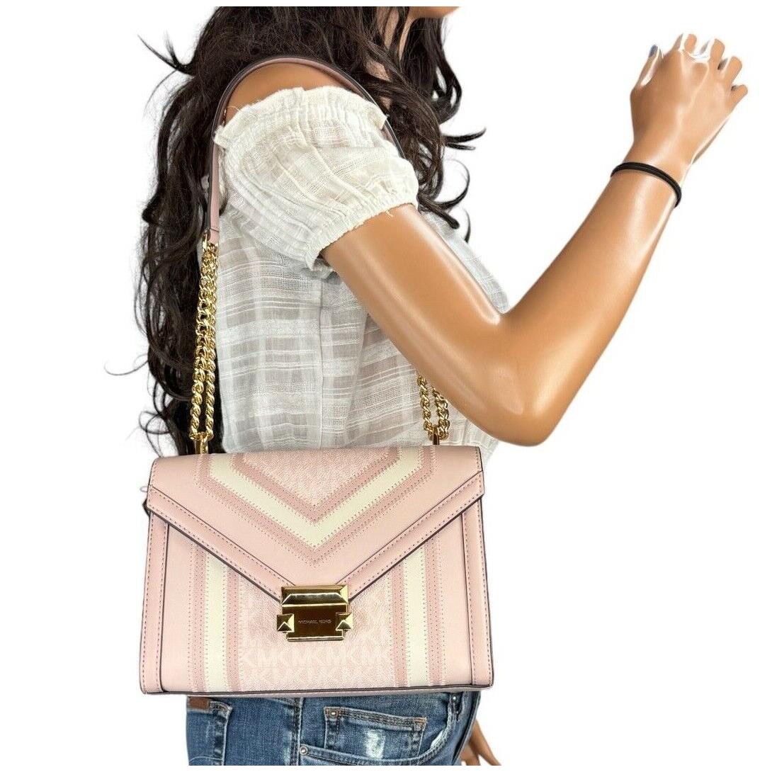 Michael Kors Whitney Medium Flap Chain Shoulder Crossbody Bag MK POWDER BLUSH MULTI