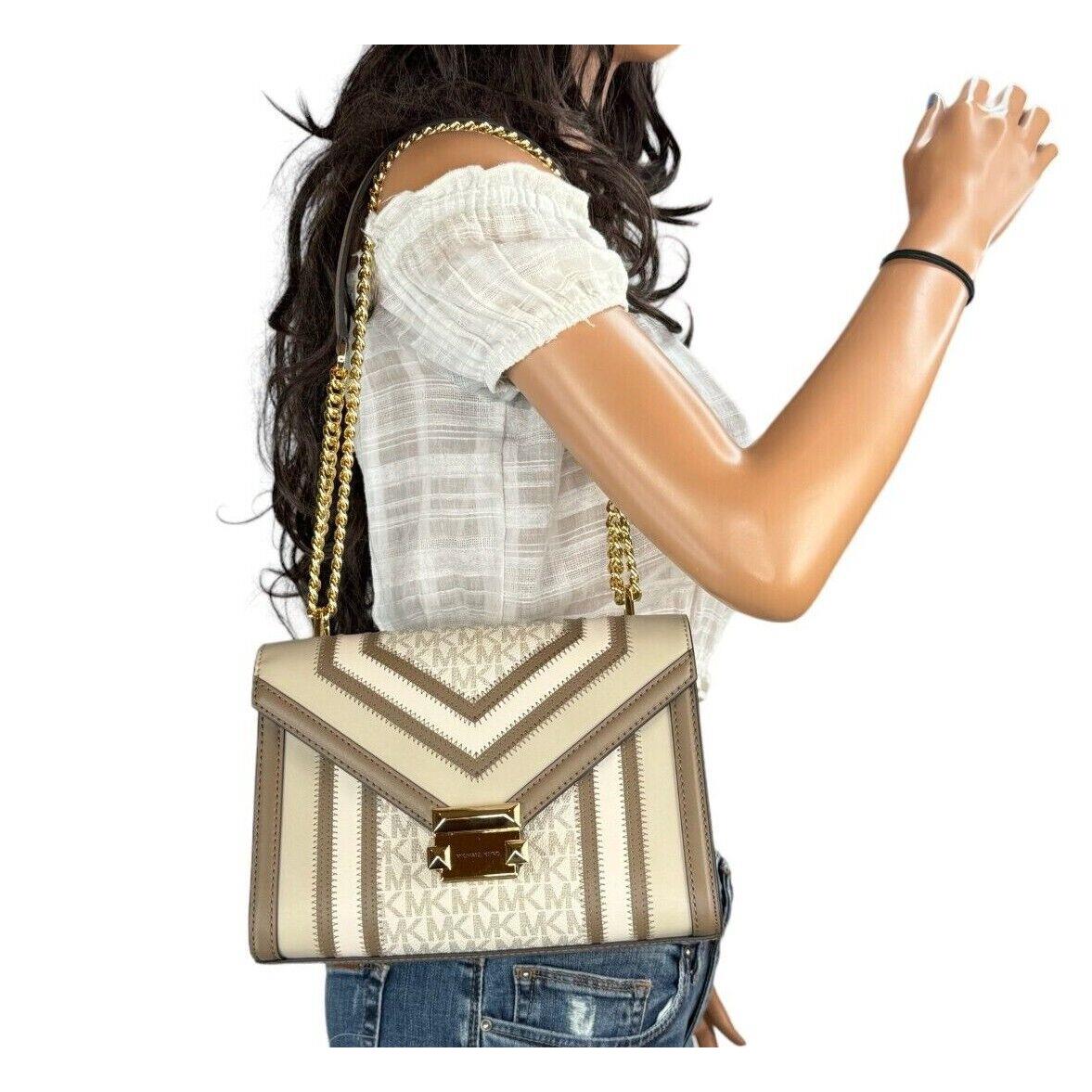 Michael Kors Whitney Medium Flap Chain Shoulder Crossbody Bag MK VANILLA MULTI