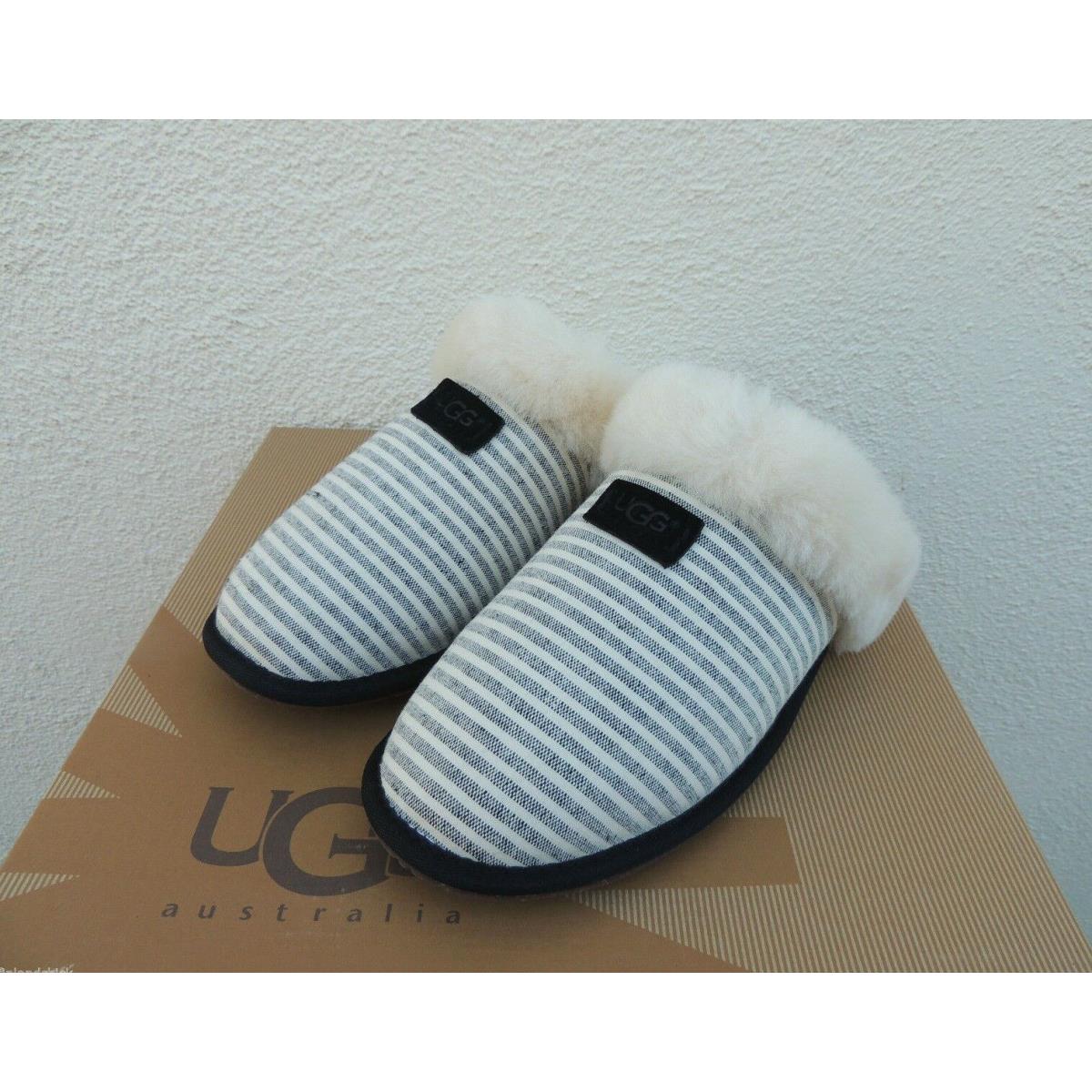 Ugg Scuffette II Black Stripe Sheepskin Slippers Women US 11/ Eur 42