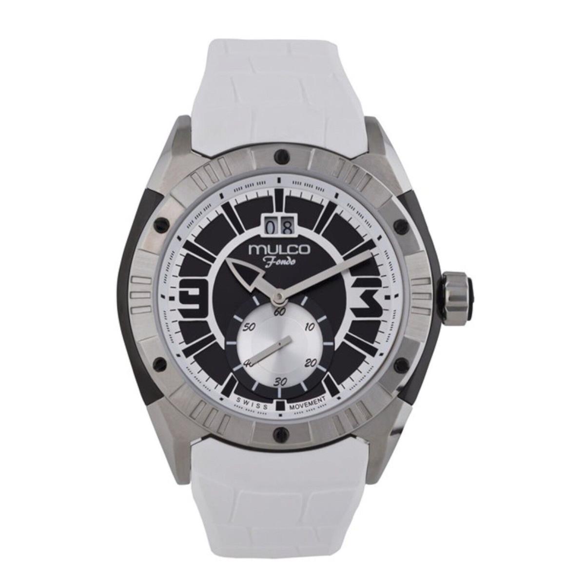 Mulco MW1-18265-015 Unisex Fondo Croco Silver/black Dial White Rubber Watch