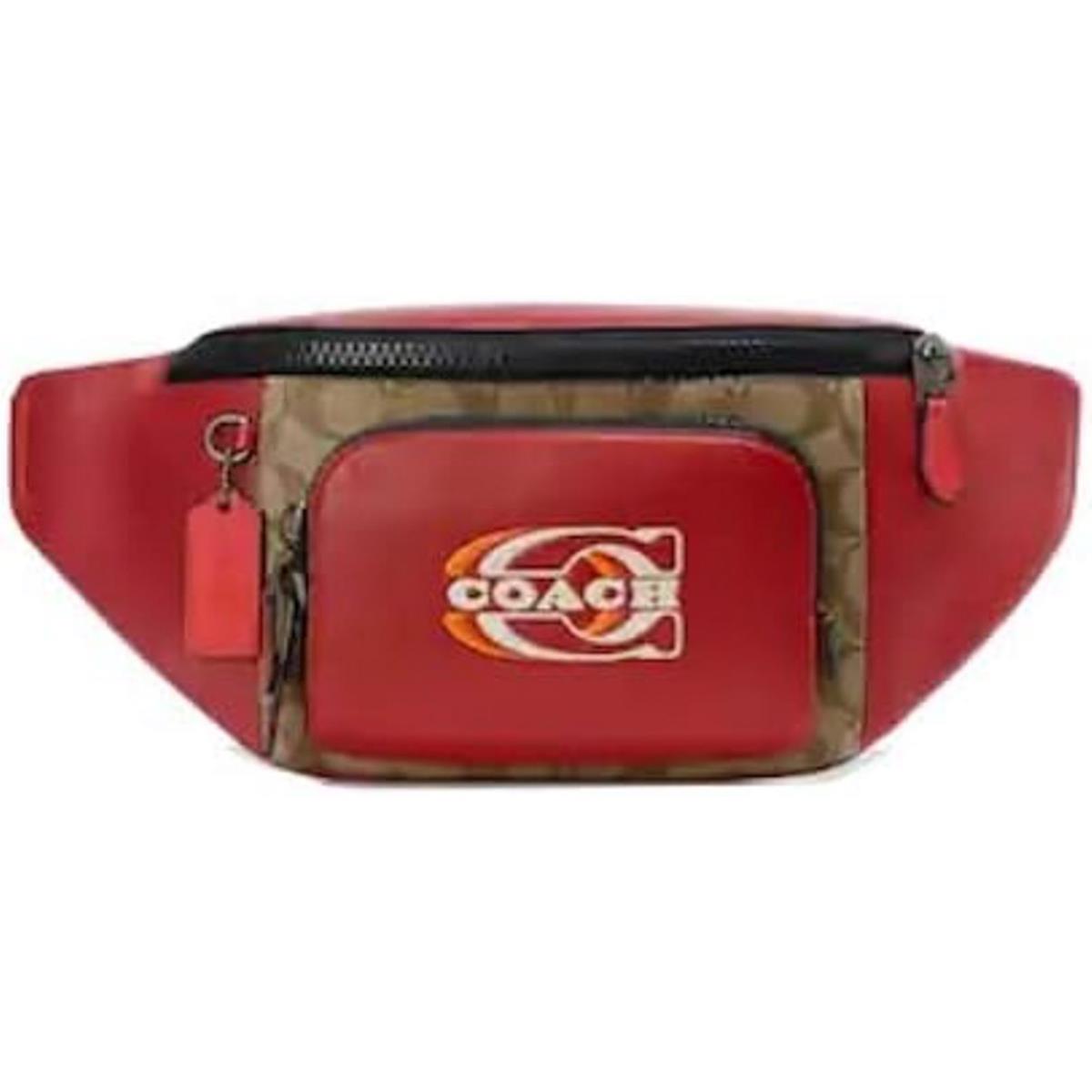 Coach Men`s Warren Belt Bag CE870 QB/1941 Red Khaki Multi