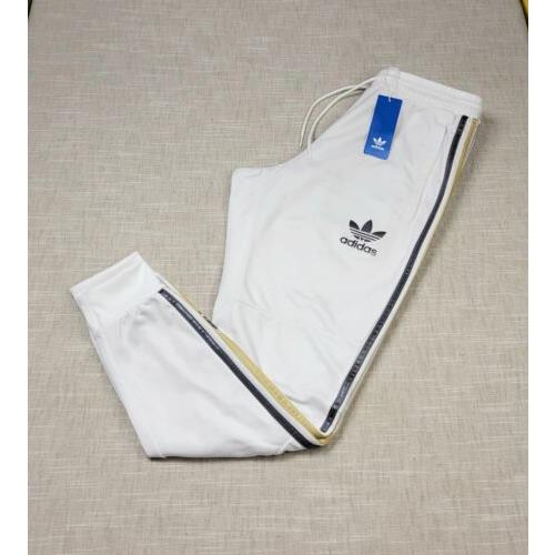 Adidas Chile 20 Track Pants Medium Mens Trefoil White Silver Gold Tapered Soccer