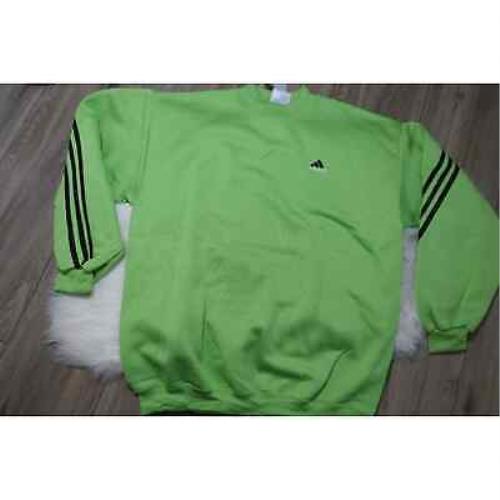 90s Adidas Vintage Crewneck Lime Fleece Crewneck Sweatshirt Men`s Large