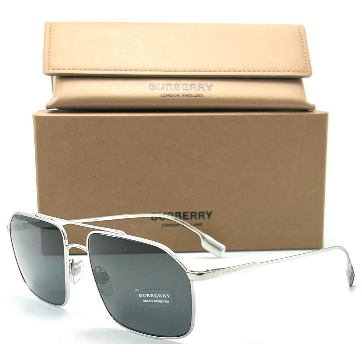 Burberry B 3130 1005/87 Silver Sunglasses 59-17 145 W/case
