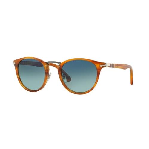Persol Typewriter Edition PO 3108S Striped Brown/blue Shaded Polar Sunglasses