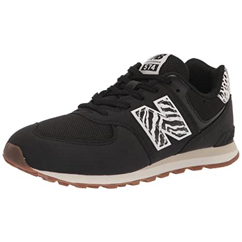 New Balance Girl`s 574 V1 Animal Lace-up Sneaker Black/White