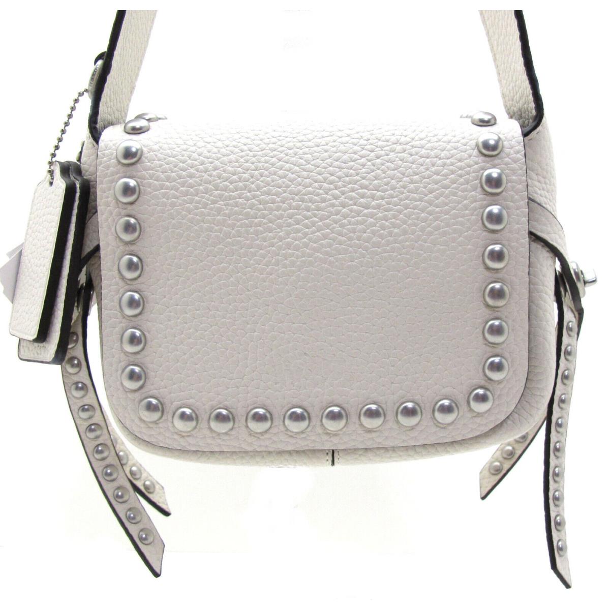 Coach Dakotah 15 Rivets Pebbled Leather Crossbody Messenger Cream