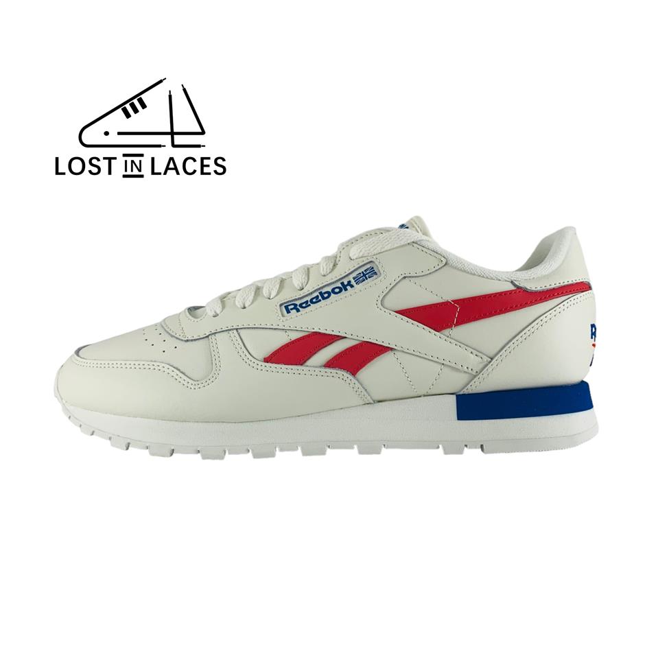 Reebok Classic Leather White Red Blue Sneakers Men`s Shoes IE9384