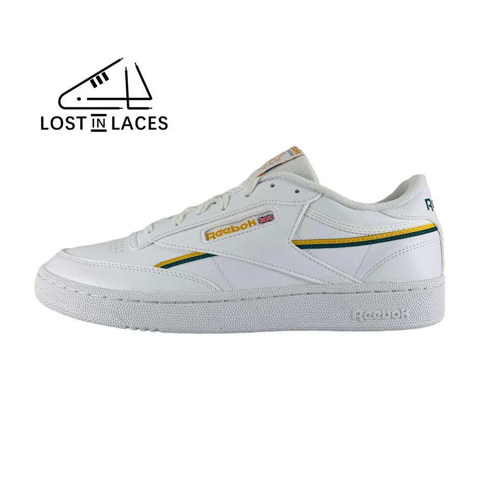 Reebok Club C 85 Vegan White Green Gold Sneakers Men`s Shoes GY7154