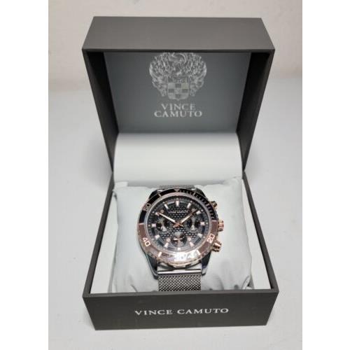 Vince Camuto Mens VC/8039RT Multi-function Mesh-band Stainless Steel Watch