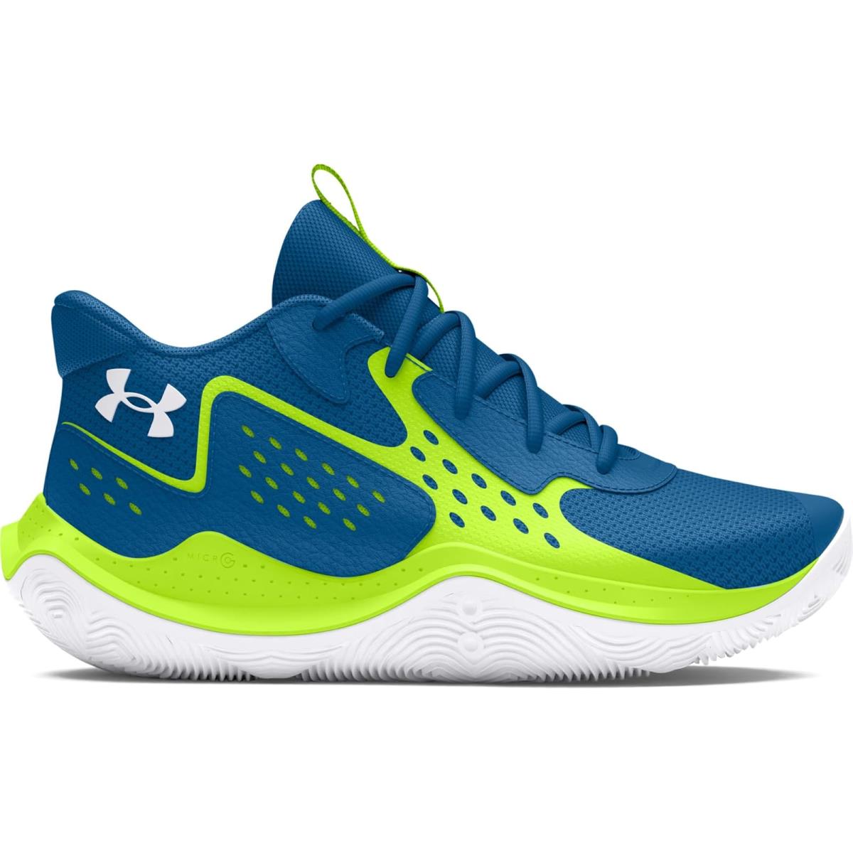 Children Unisex Shoes Under Armour Kids Jet `23 Basketball Shoe Big Kid Photon Blue/High-Vis Yellow/White