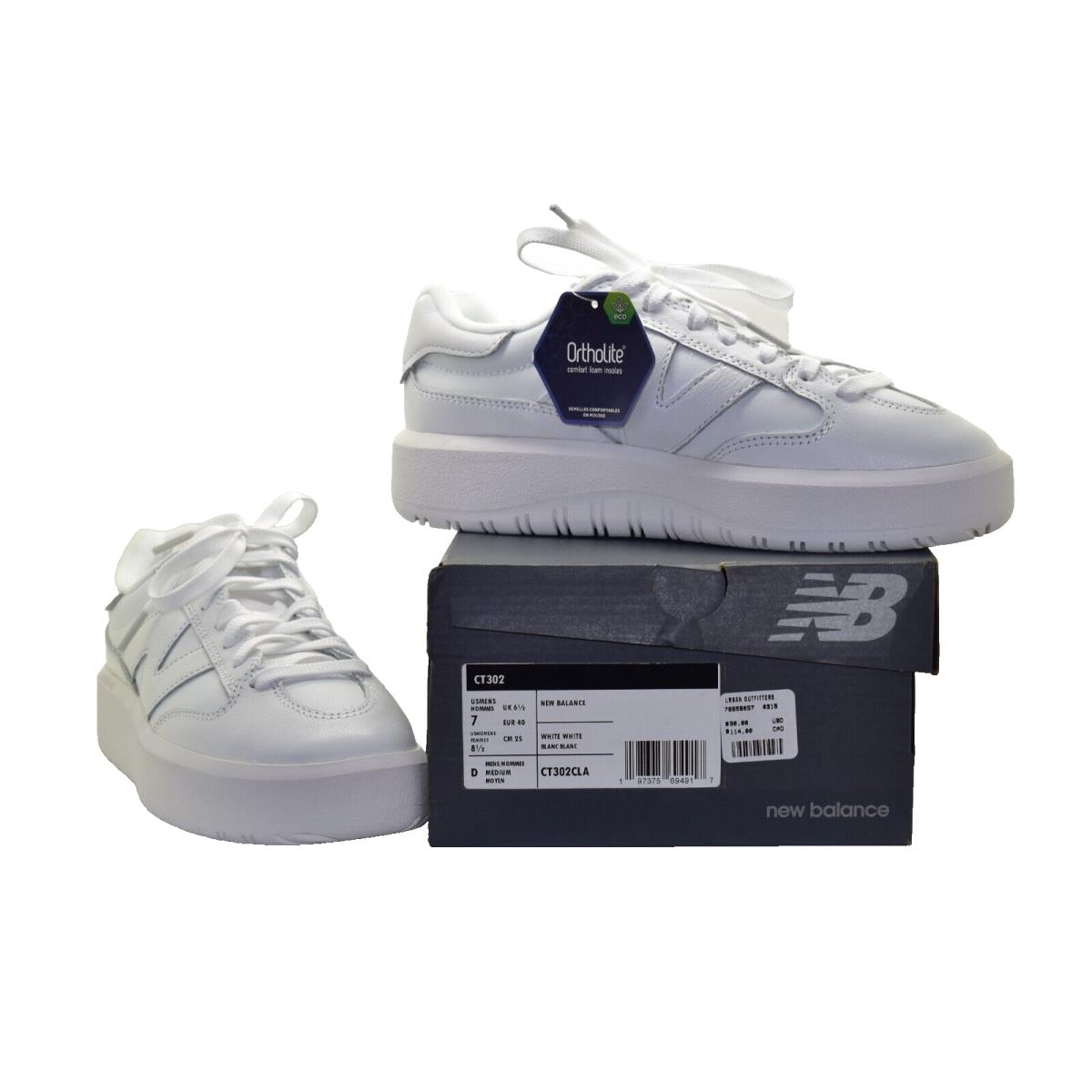 C0 New Balance Women`s White/white Leather Sneaker Shoes CT302CLA Size 8.5