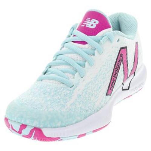 New Balance Women`s Fuelcell 996v4.5 B Width Tennis Shoes White and Pink Glo - Pink