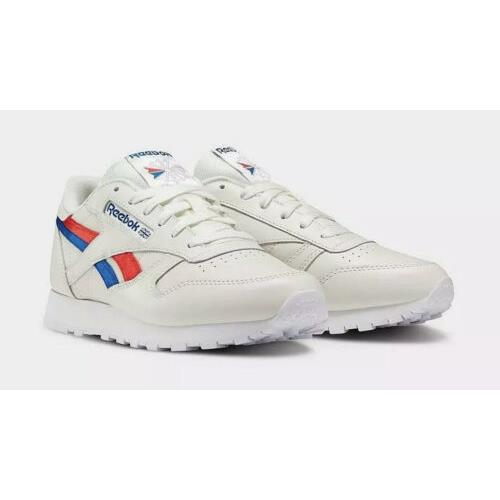 Reebok Classic Leather Chalk Vector Red Blue Run Shoes Womens 11