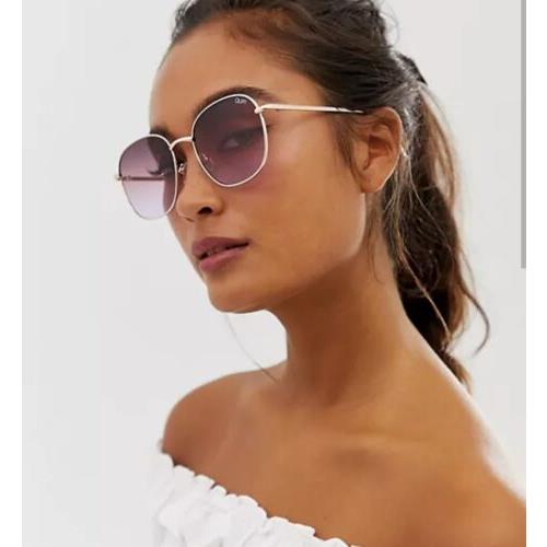 Quay Australia Jezabell Gold/ Purple Ombre Oversized Round Sunglasses